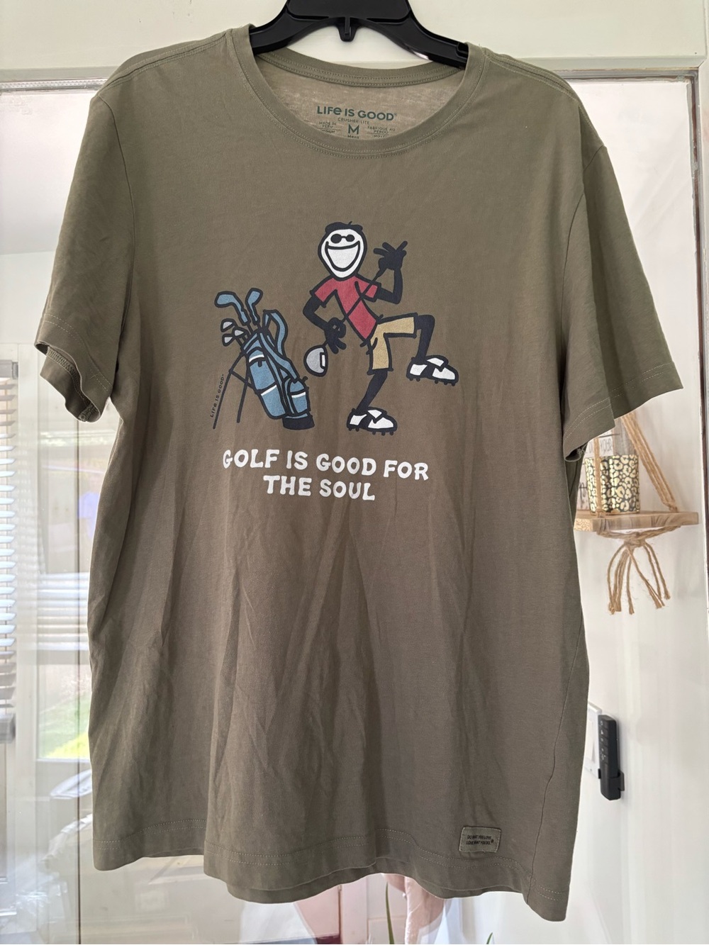 Life Is Good Olive Green Golf Graphic Short Sleeve Tee